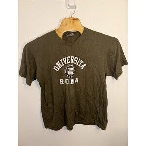 VINTAGE 90s University of Roma Graphic Shirt Size XL Mens Green 1990s